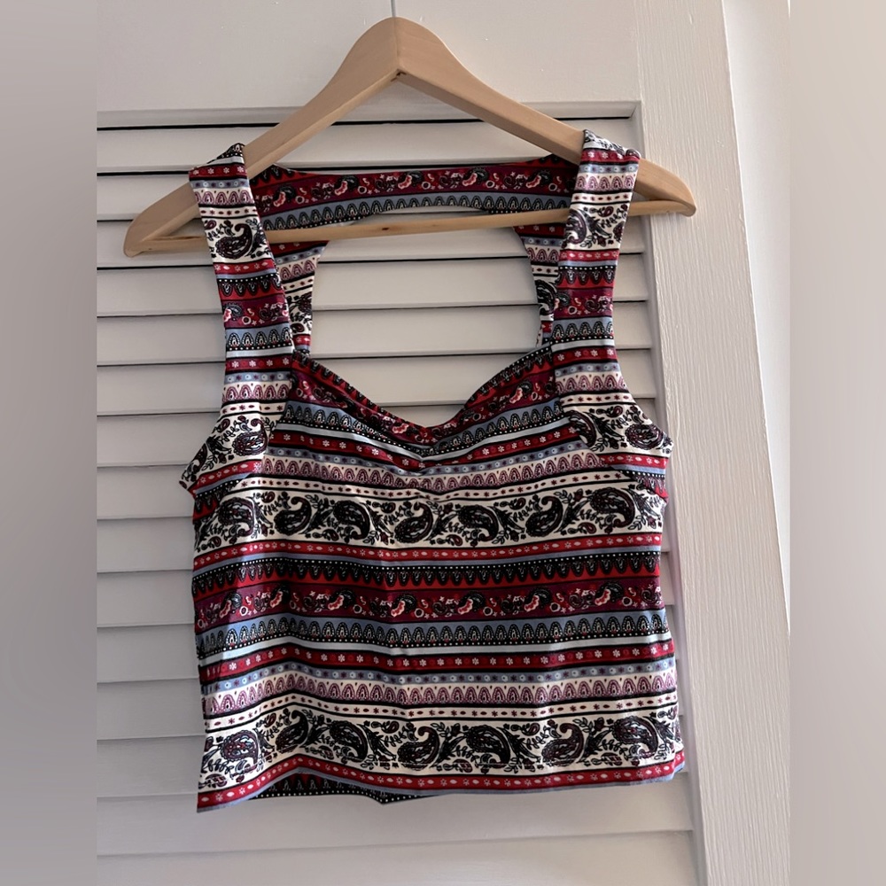 Patriotic Paisley pattern crop top